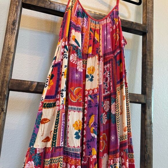 Angie Women’s Patchwork Keyhole Back Tiered Midi Dress - Picture 2 of 6